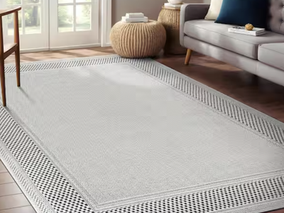 New! 9x12 Bordered Washable Jute Modern Indoor Outdoor Area Rug
