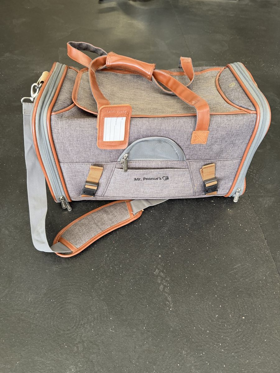 Mr. Peanut's Soft-Sided Pet Carrier - Grey with Brown Trim