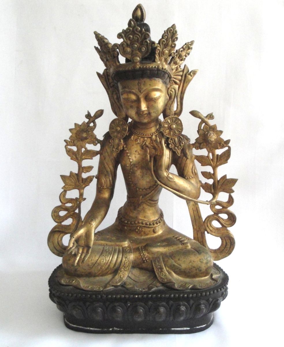 17.5 Inch Bronze Tibetan Buddha Sitting in Abhaya Mudra