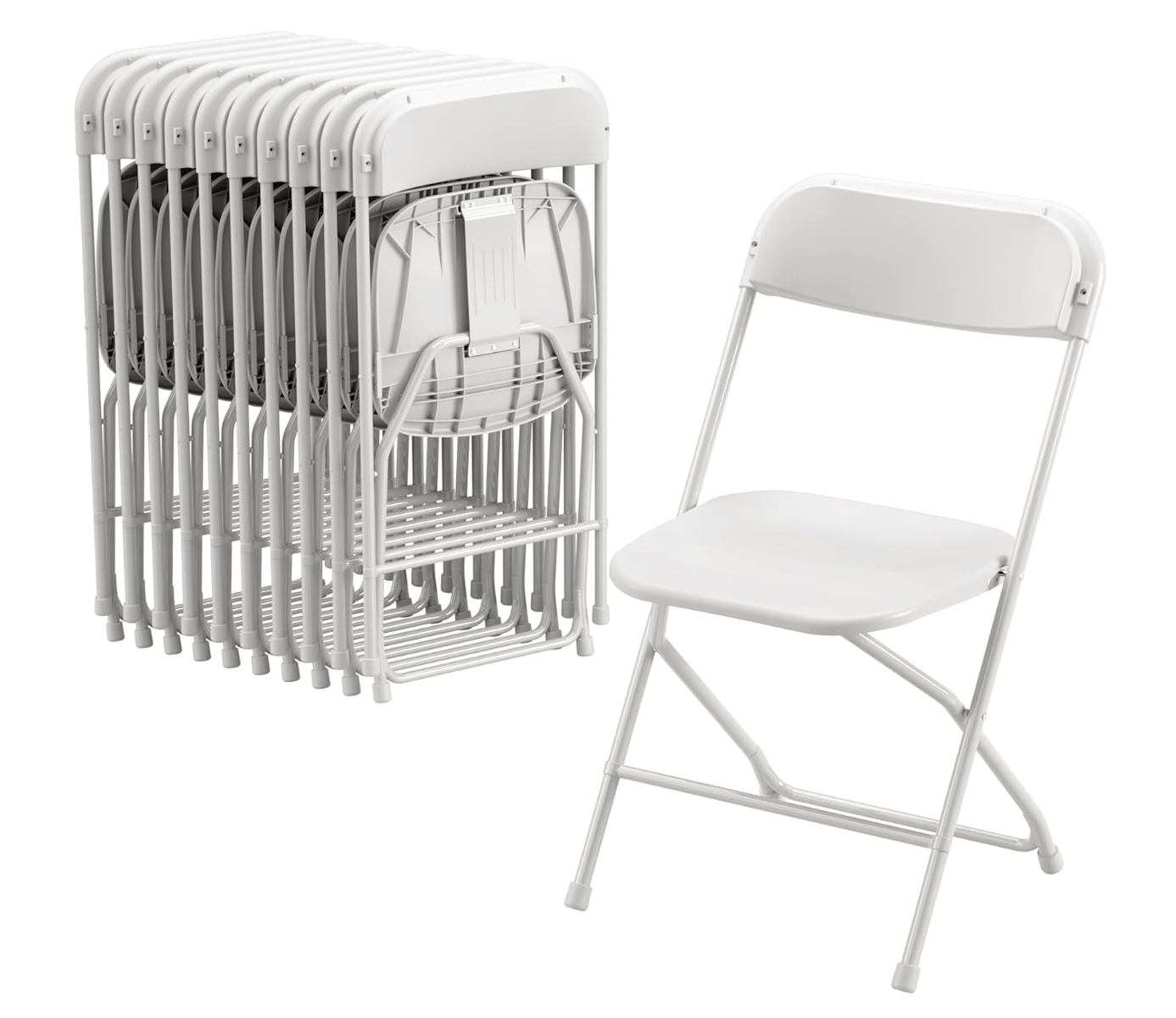 NEW 10 Pack Plastic Folding Chair, 300lb Capacity, Portable Commercial Chair Seat with Steel Frame