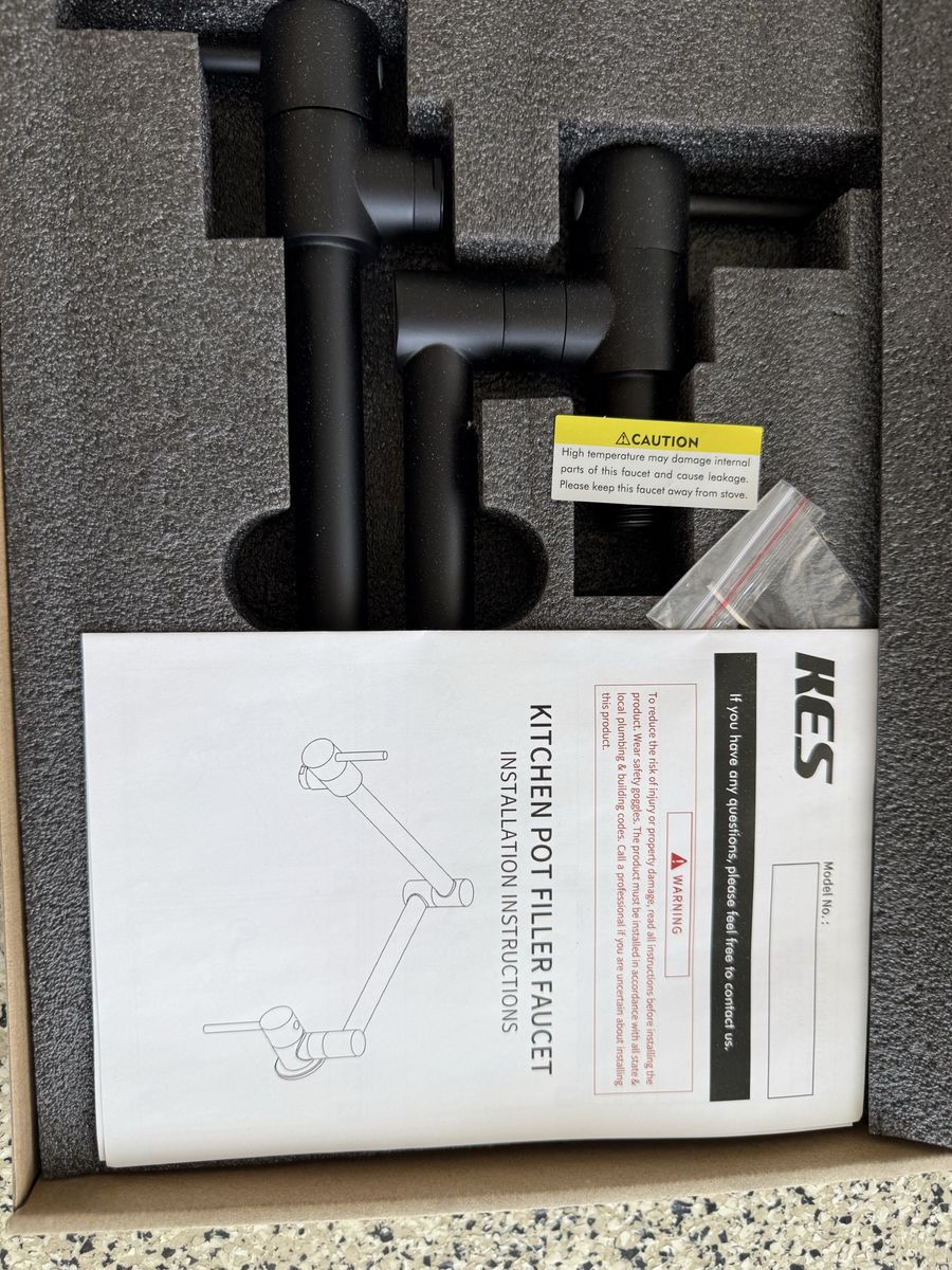 KES Matte Black Kitchen Pot Filler Faucet Folding Wall Mount