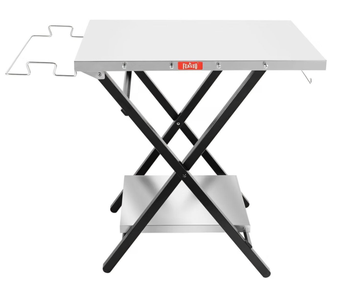 Feasto Outdoor Grill Table, Folding Prep Table, 30" x 24", Stainless Steel with Garage Rack & Tissue Holder, Foldable Pizza Oven