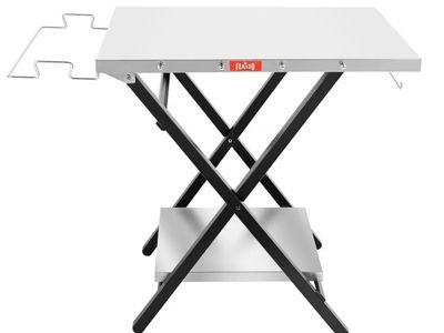 Feasto Outdoor Grill Table, Folding Prep Table, 30" x 24", Stainless Steel with Garage Rack & Tissue Holder, Foldable Pizza Oven