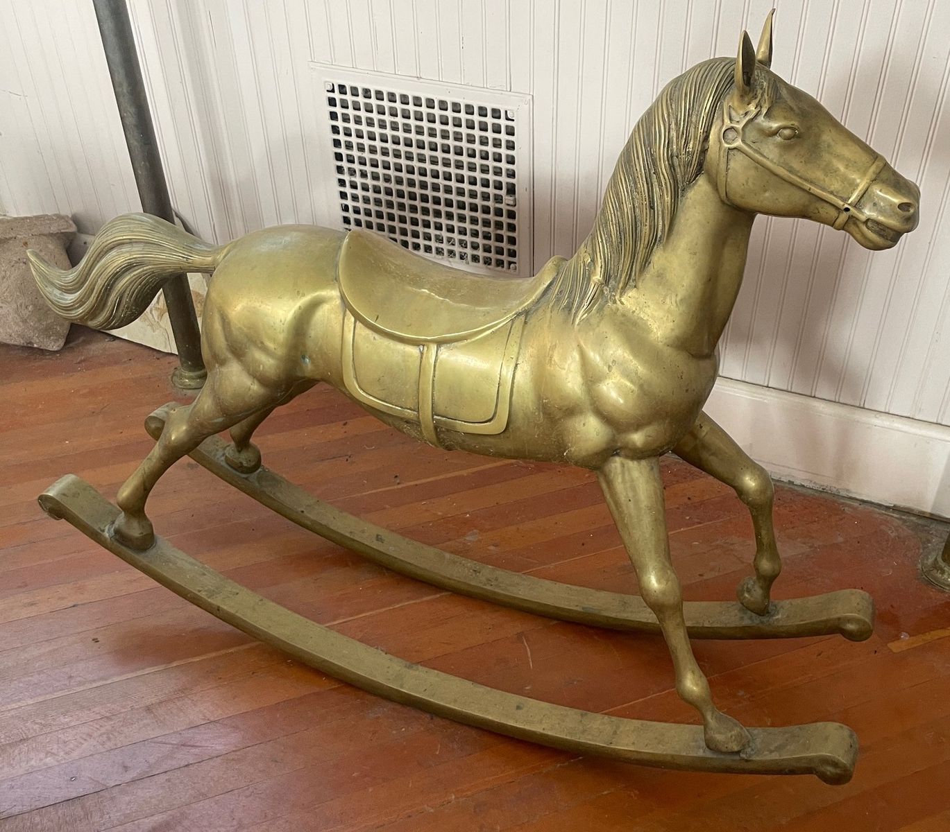 Very Rare - Vintage Brass Horse - 50" wide, 27" tall, 12" deep
