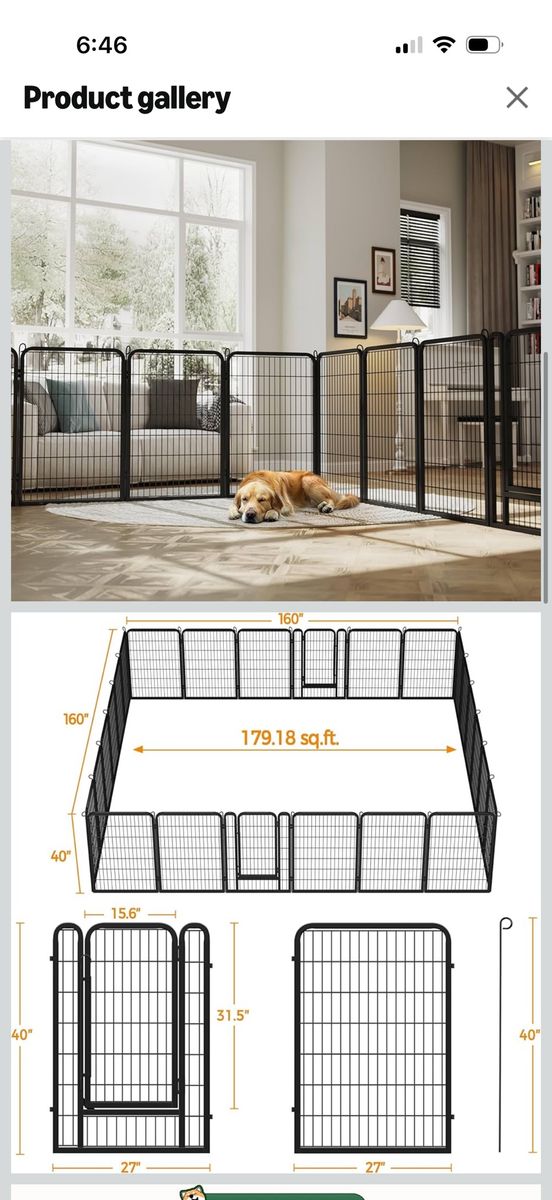 Dog Play Pen - Gate - Outdoor/indoor - 24 Panels
