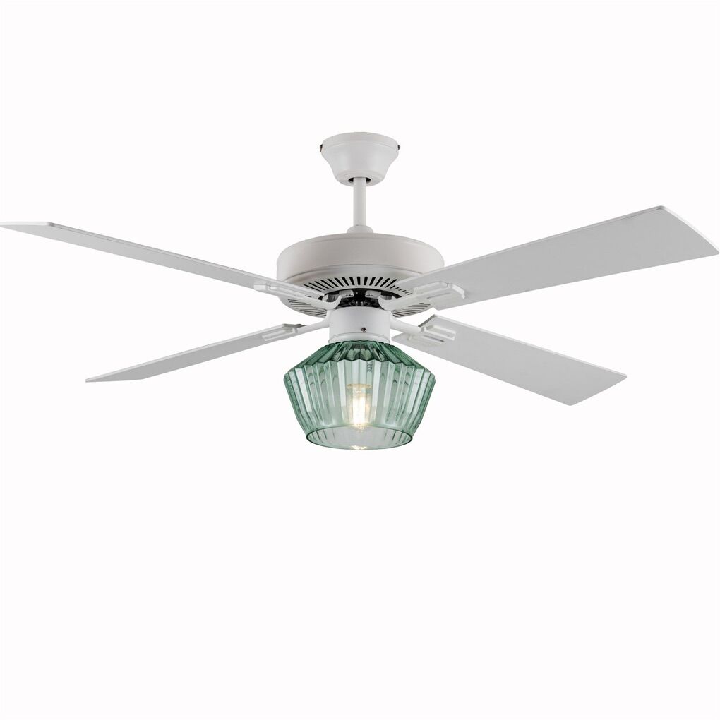 52 inch Eva Ceiling Fan with Green Sea Glass Shade