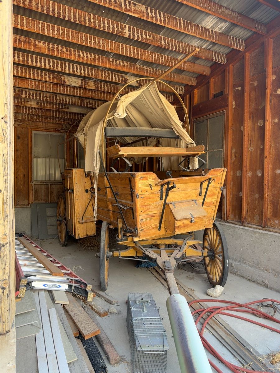 Antique Covered Pioneer Wagon / Horse-Drawn Covered Wagon Large