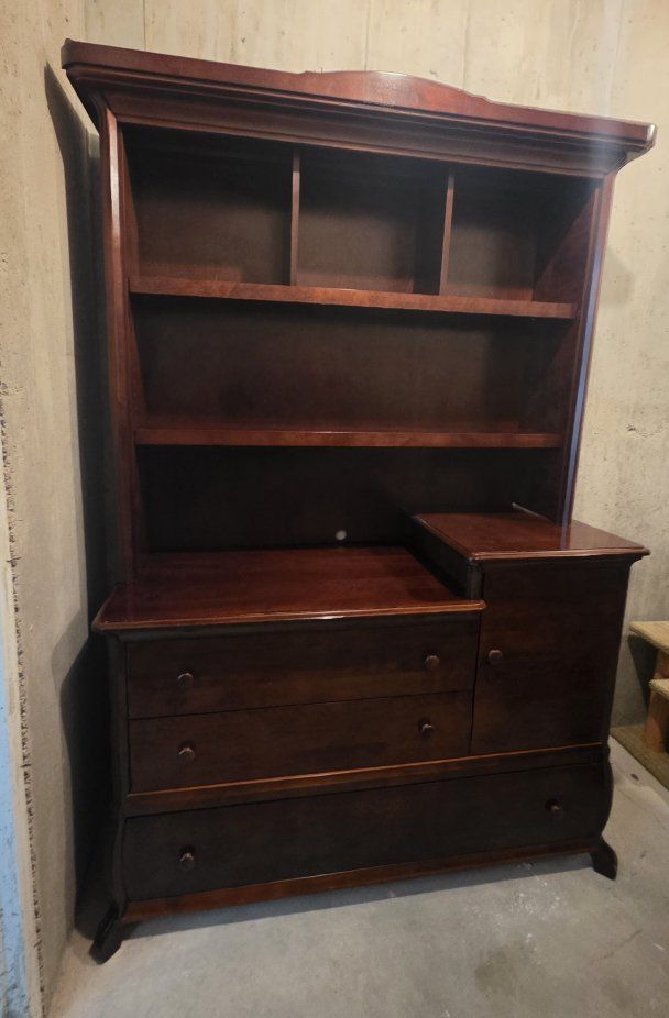 Nursery dresser with hutch and changing table Pali brand cherry wood