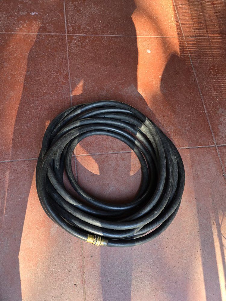Heavy-Duty Black Garden Hose with Brass Fittings, ~50ft Length