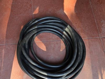 Heavy-Duty Black Garden Hose with Brass Fittings, ~50ft Length