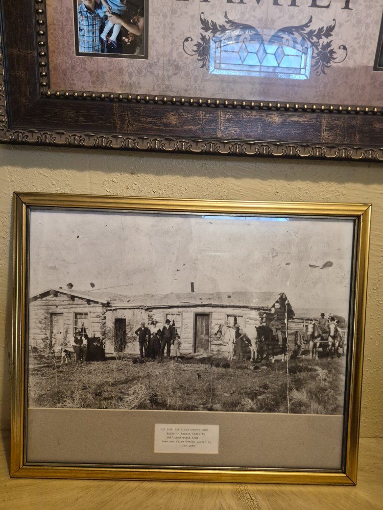 Framed Vintage Historical Photograph - The John and Ellen Crofts Home Basalt Idaho 1887