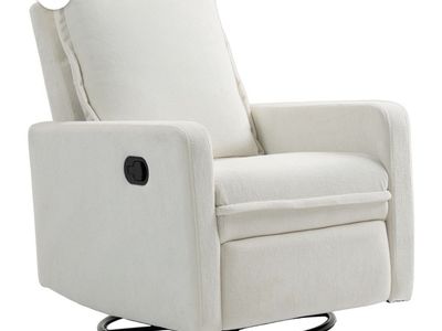 Upholstered Swivel Glider Recliner Armchair - Off-White