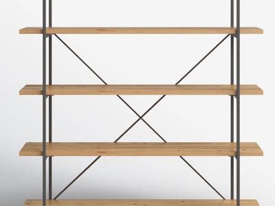 Industrial Style Etagere Bookshelf - 4-Tier Wood & Metal Open Bookcase Display Shelf