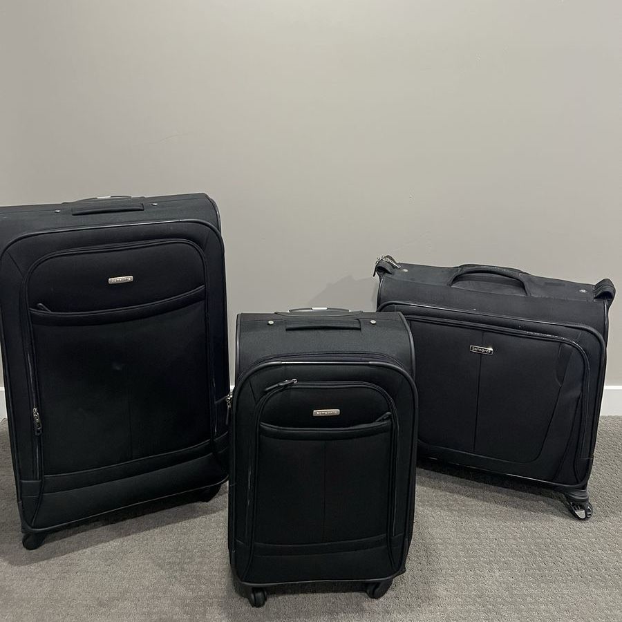 Samsonite Black Luggage Set - 3-Piece Softside Spinner Suitcases with Garment Bag