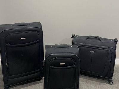 Samsonite Black Luggage Set - 3-Piece Softside Spinner Suitcases with Garment Bag