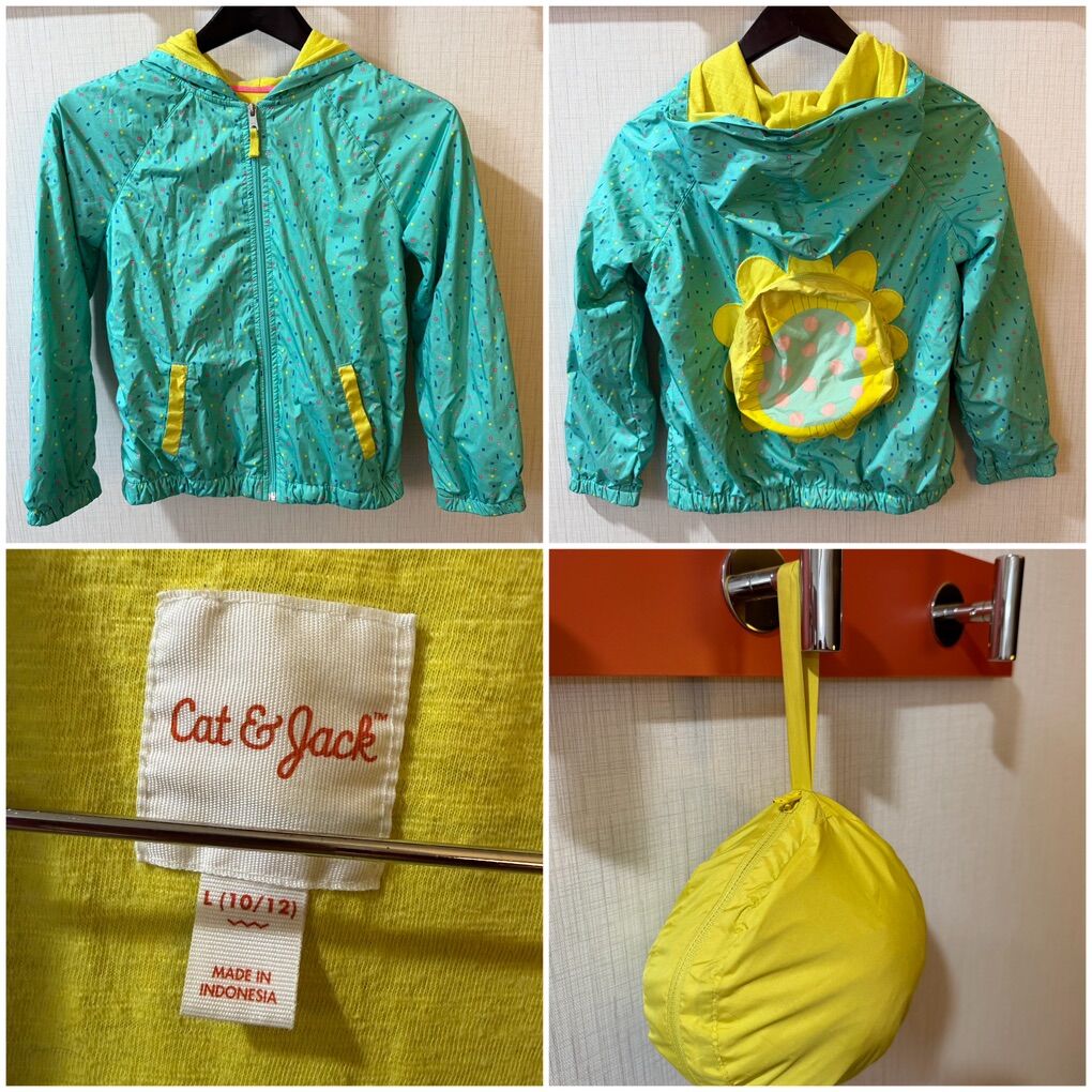 Cat & Jack kids teal windbreaker jacket Size 10/12