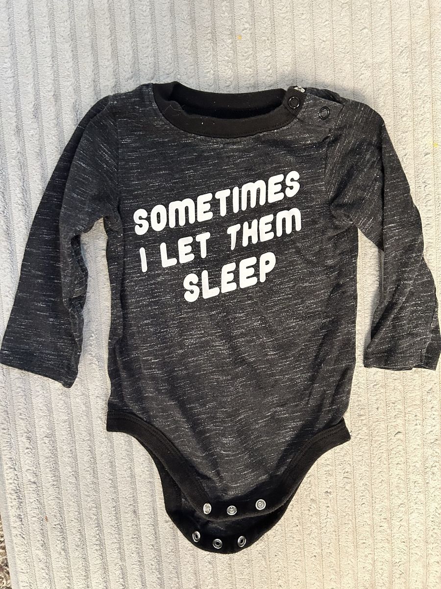 Garanimals Baby Boy's 12M Black & White "Sometimes I Let Them Sleep" Long Sleeve Bodysuit