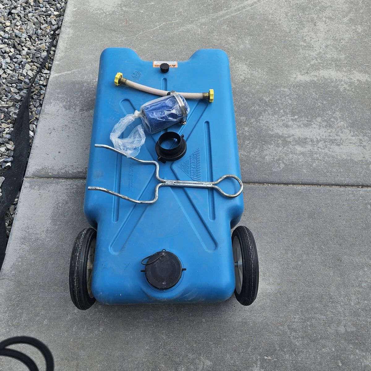 Portable RV Waste Water Tote Tank with Wheels and Accessories Brand New!