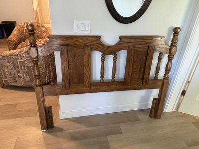 Vintage, wooden queen-sized headboard (hardware - screws and bolts included)