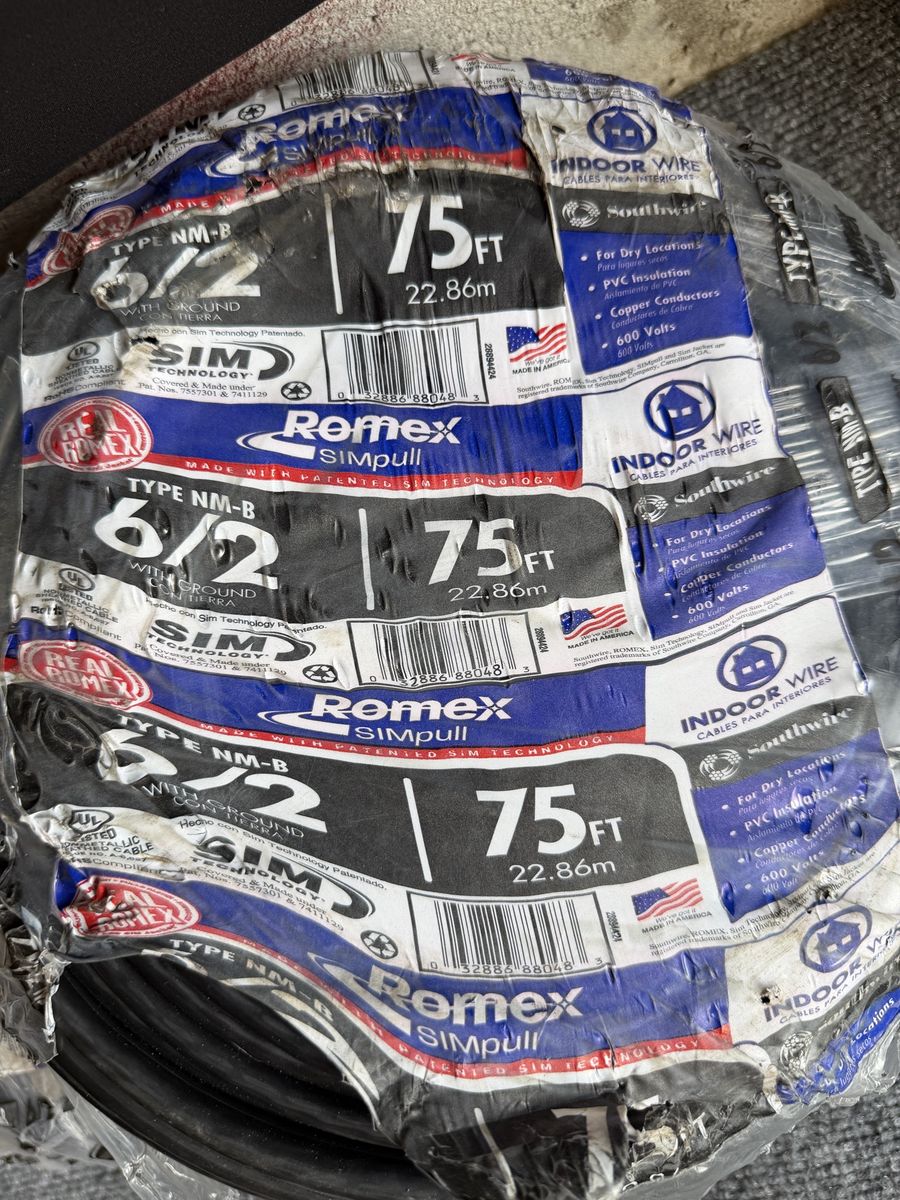 Southwire Romex SIMpull Type NM-B 6/2 Indoor Electrical Wire 75ft
