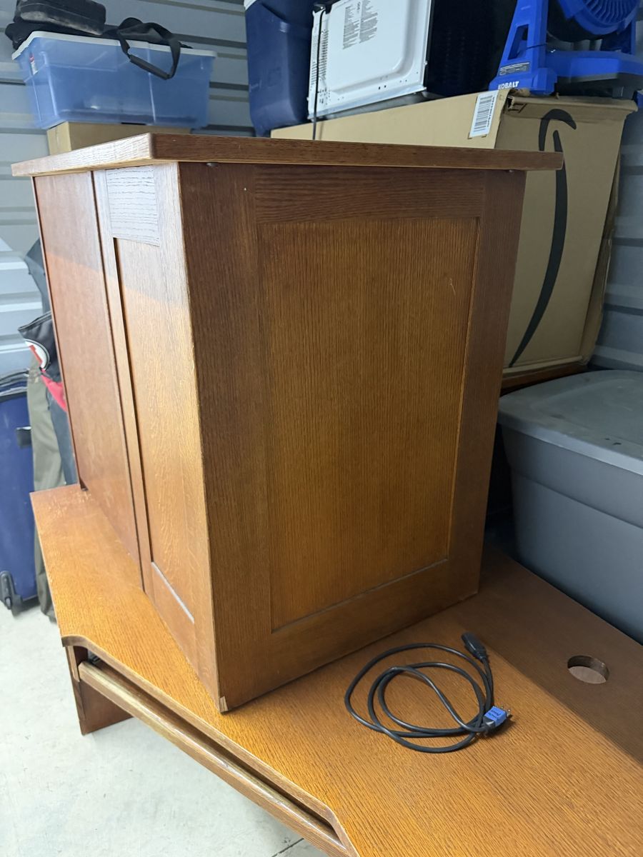 Wooden Computer Desk Hutch Top, Oak Finish, Storage Organizer