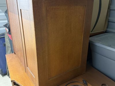 Wooden Computer Desk Hutch Top, Oak Finish, Storage Organizer