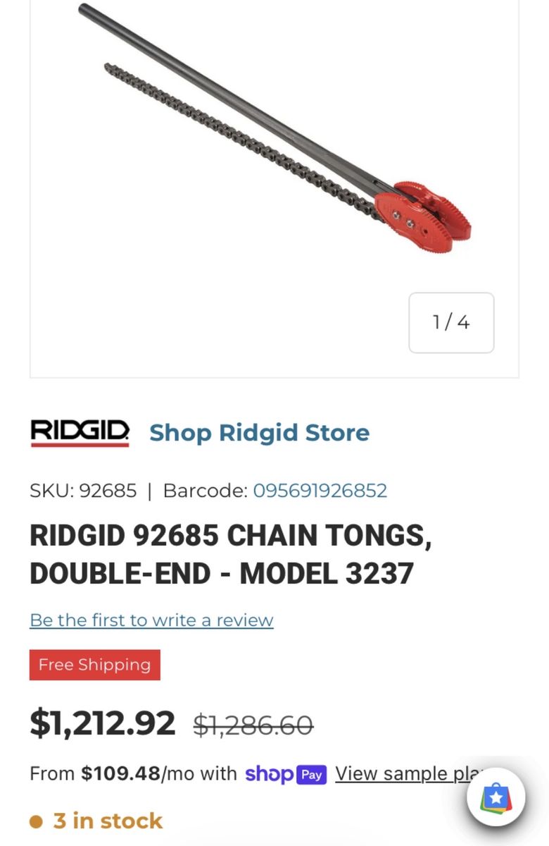 Ridged 92685 chain tool