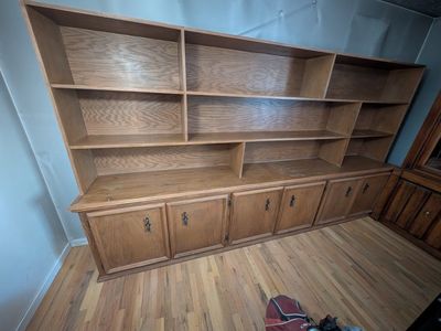 Large Wooden Wall Unit Bookcase with Storage Cabinets