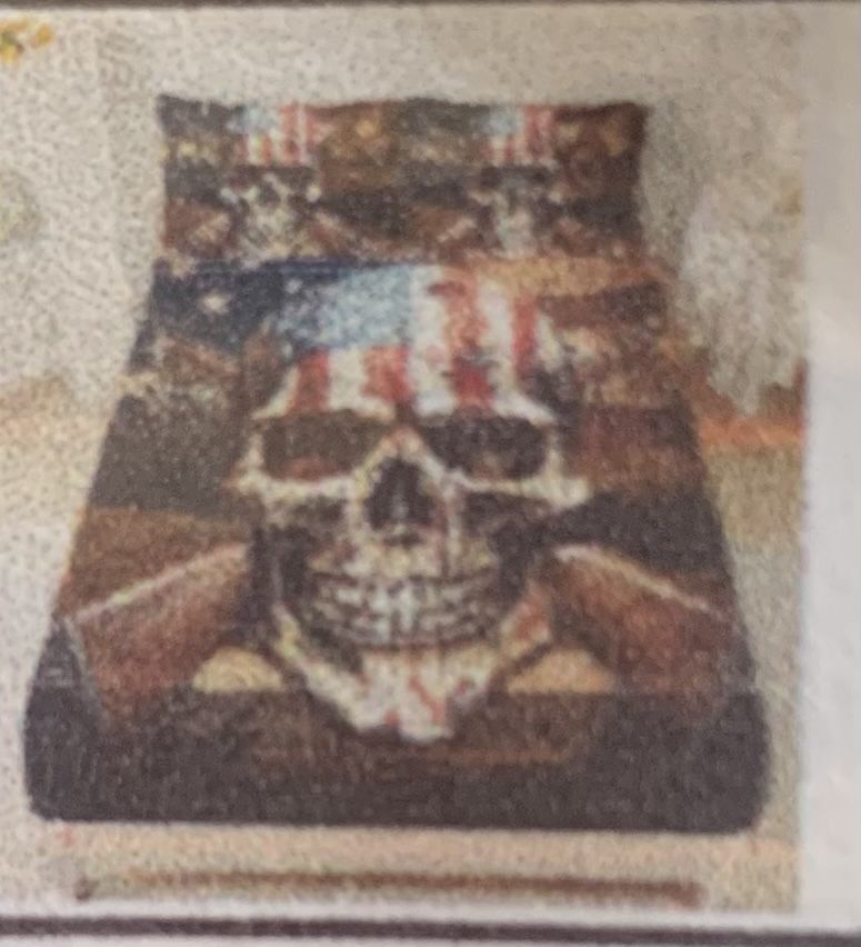 AILONEN Retro Hunting American Flag Skull, 3Pcs Soft Full Skeleton Fitted Sheet
