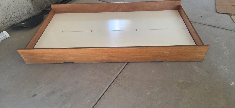 Wooden Trundle Bed Frame on Casters