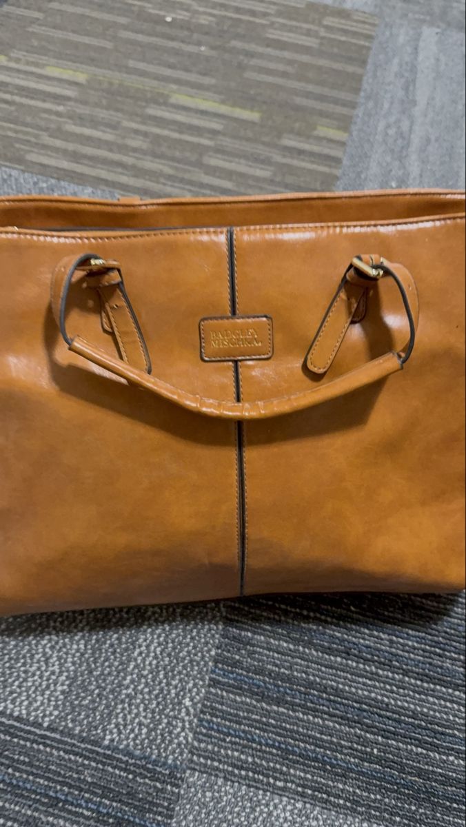 Badgley Mischka Tan Brown Tote Bag Purse Handbag carry on