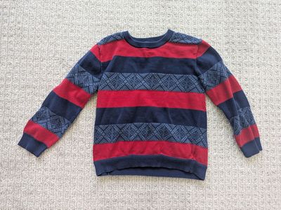 Toddler boys red/navy/blue striped sweater, size 5T