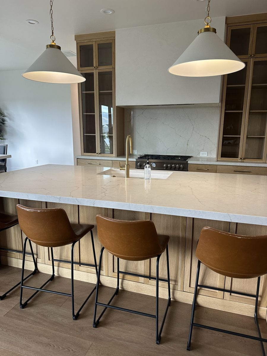 Modern Brown Faux Leather and Black Metal Counter Stools - Set of 4
