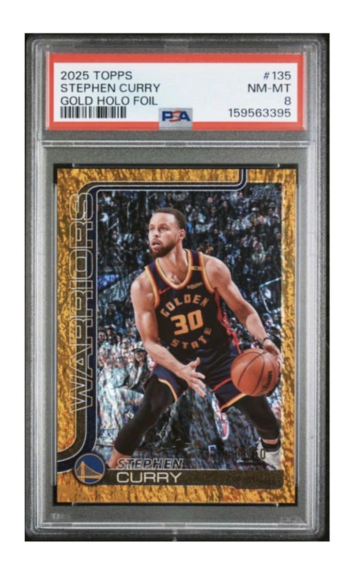 2025 Topps Stephen Curry Gold Holo Foil Basketball Card #135 PSA Graded NM-MT 8