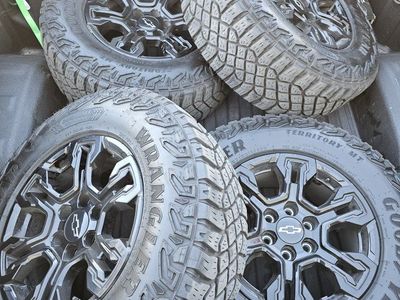 Goodyear Wrangler Territory AT LT275/70R18 All-Terrain Tires & Black Chevrolet Rims