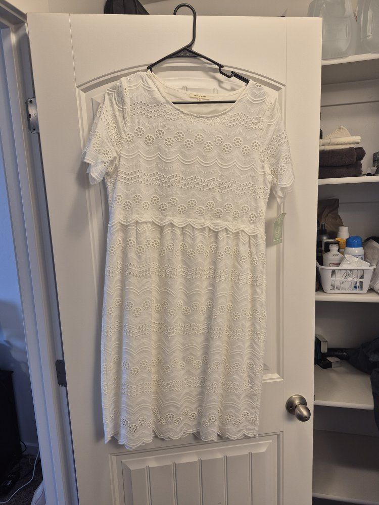 Women's Large White Charlotte Mynt Short Sleeve Dress