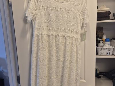 Women's Large White Charlotte Mynt Short Sleeve Dress
