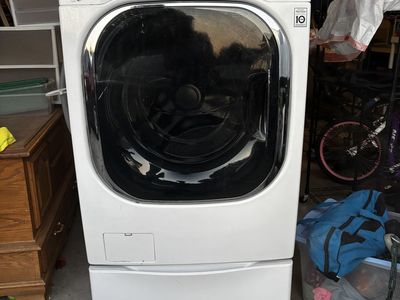 LG Front Load Washing Machine with Pedestal - White
