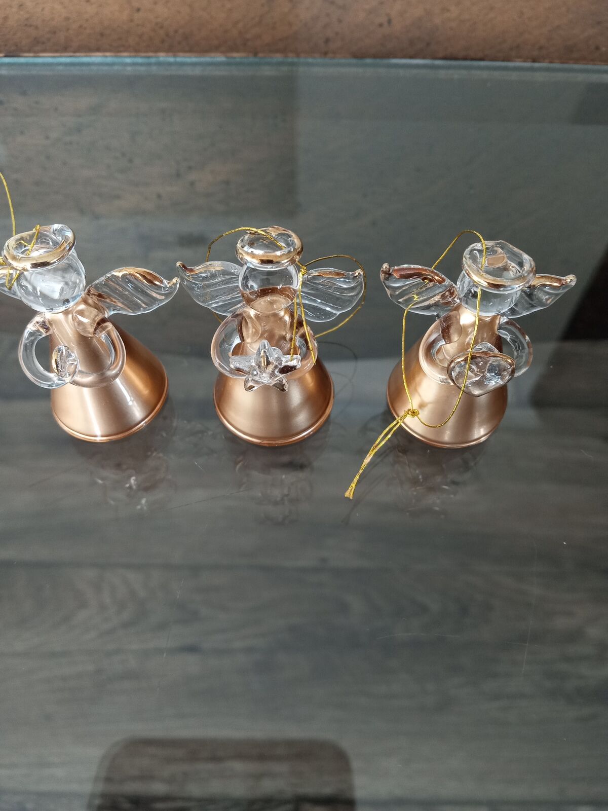 Vintage miniature handblown Avon guilded glass angels hand painted 22K gold set of 6