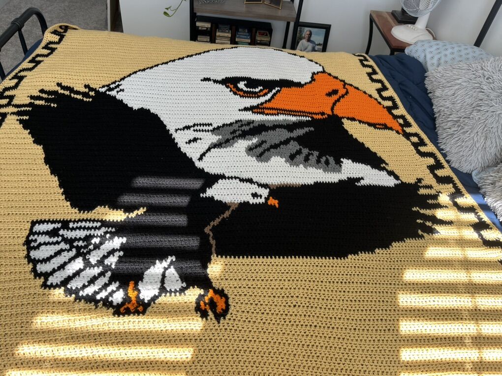Handmade Crocheted Eagle Blanket