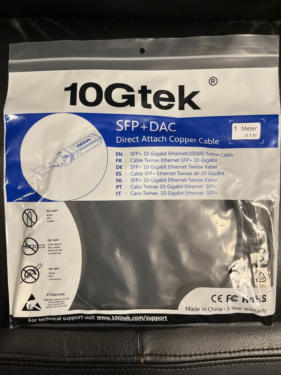 10GTek SFP+ DAC Direct Attach Copper Cable 1 Meter (3.3ft) 10-Gigabit Ethernet Twinax