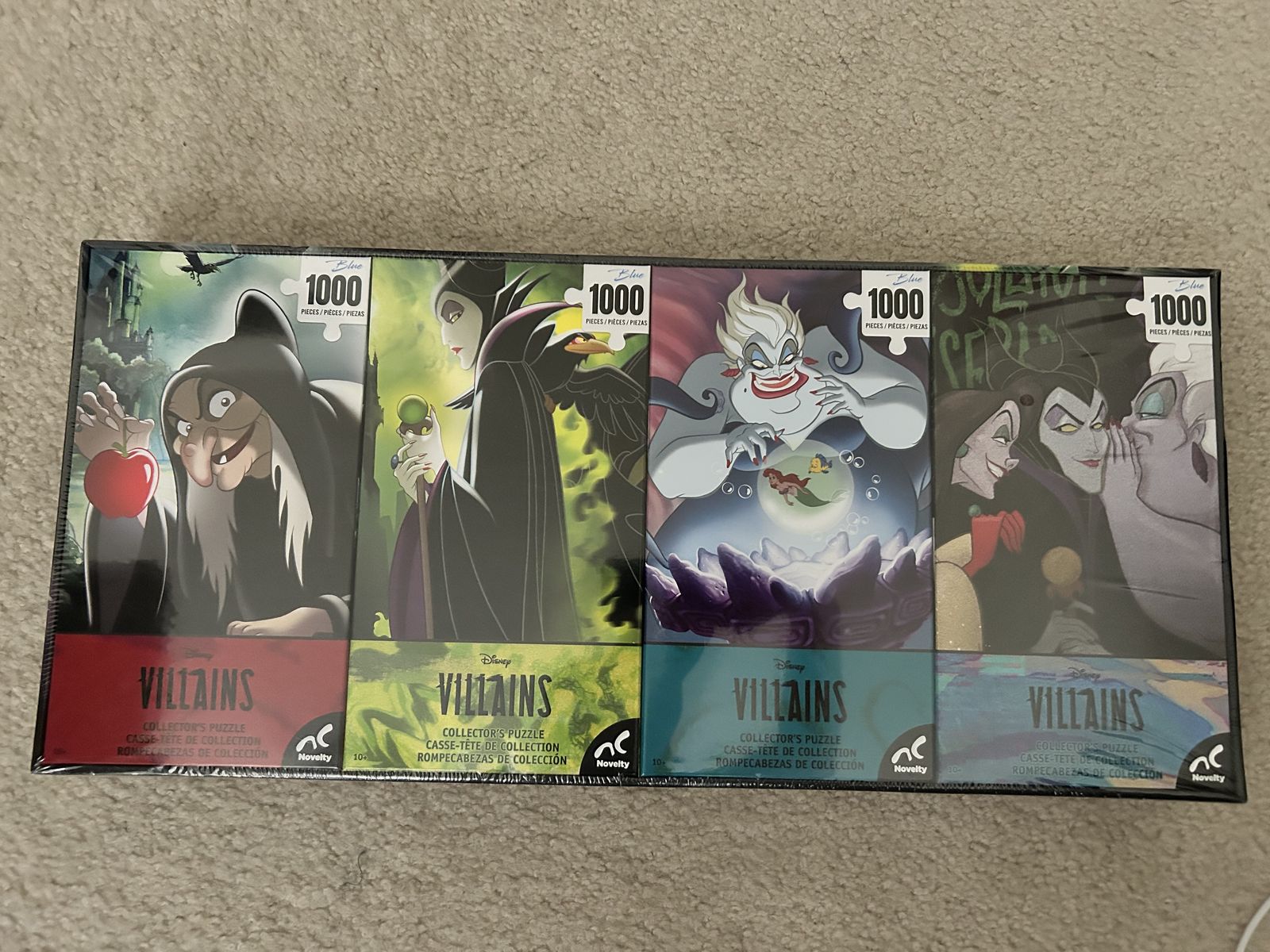 Disney Villains Collectors Puzzle Set - 4x1000 Pieces - Maleficent, Ursula, Evil Queen + Puzzle trays