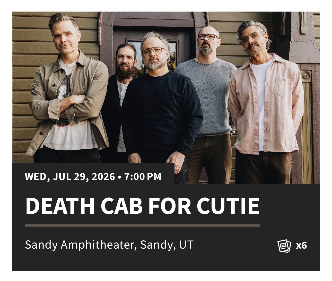 DEATH CAB FOR CUTIE  WEDS 7/29 SOLD OUT SHOW
