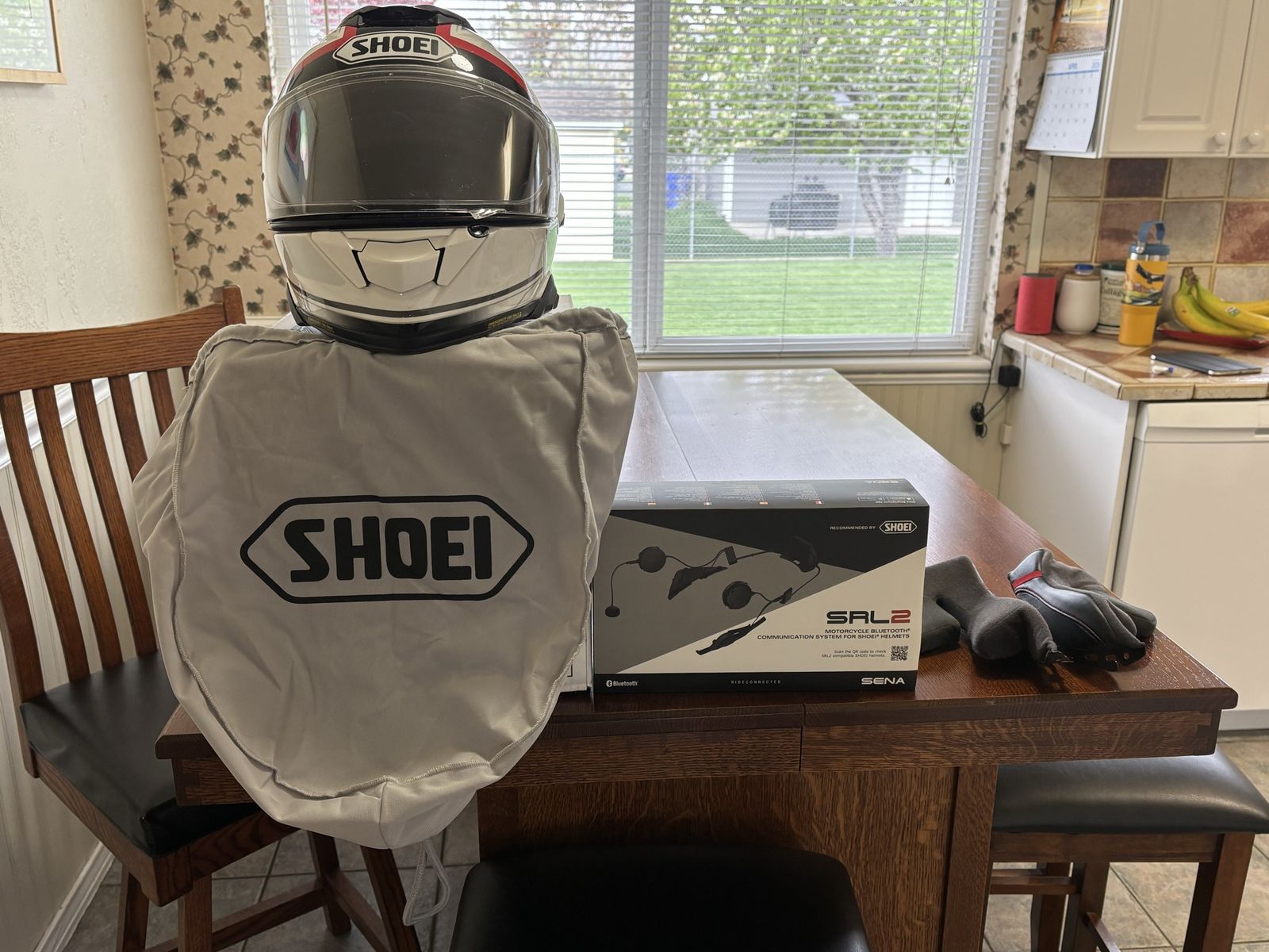 Shoei GT Air II size small motorcycle helmet with SRL2 Bluetooth comm system