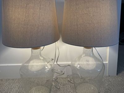 Pair of Glass Jug Table Lamps with Shades