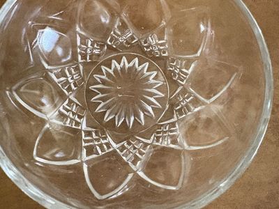 Vintage Cut Glass Crystal Dessert Bowls - Starburst Design Set of 6