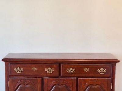 Traditional Wood Buffet Server Sideboard Cabinet w/ Drawers & Storage, Dark Cherry Finish
