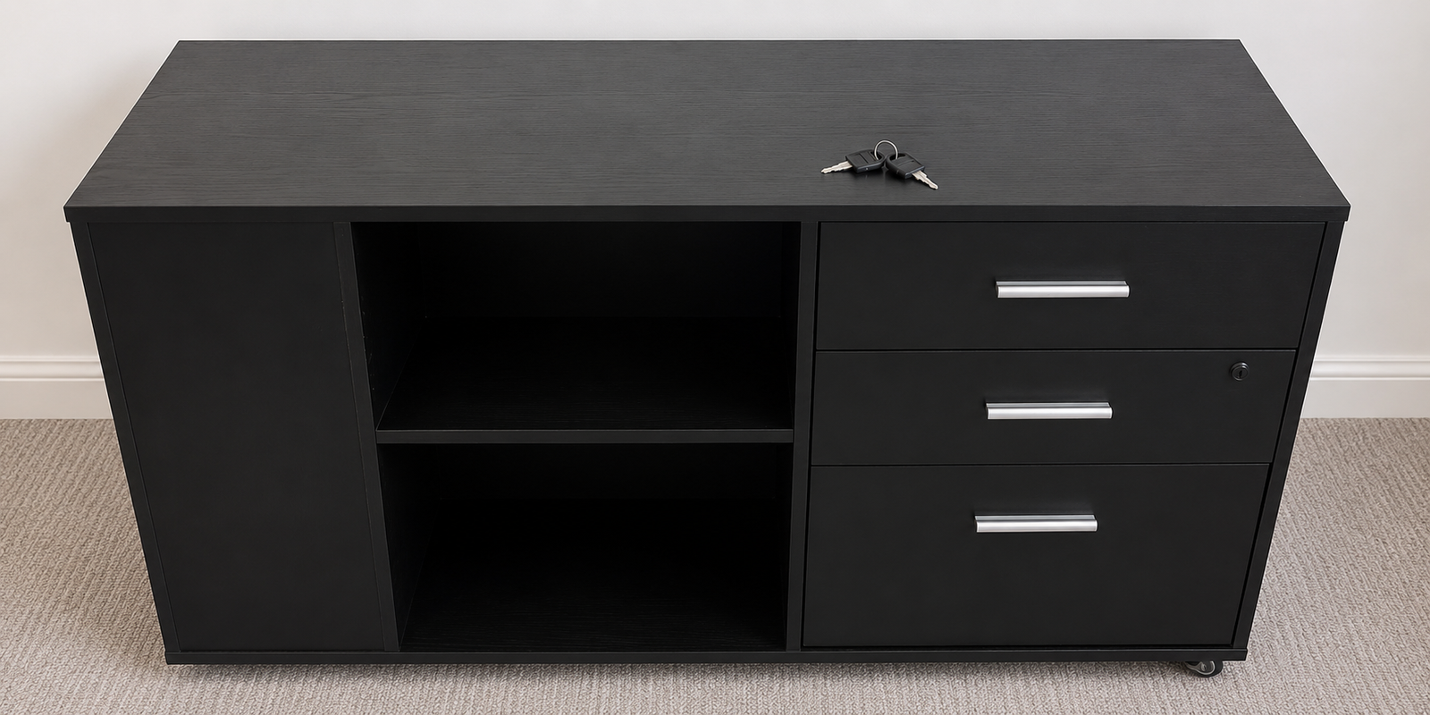 Rolling Office Storage Cabinet / Filing Cabinet – Black