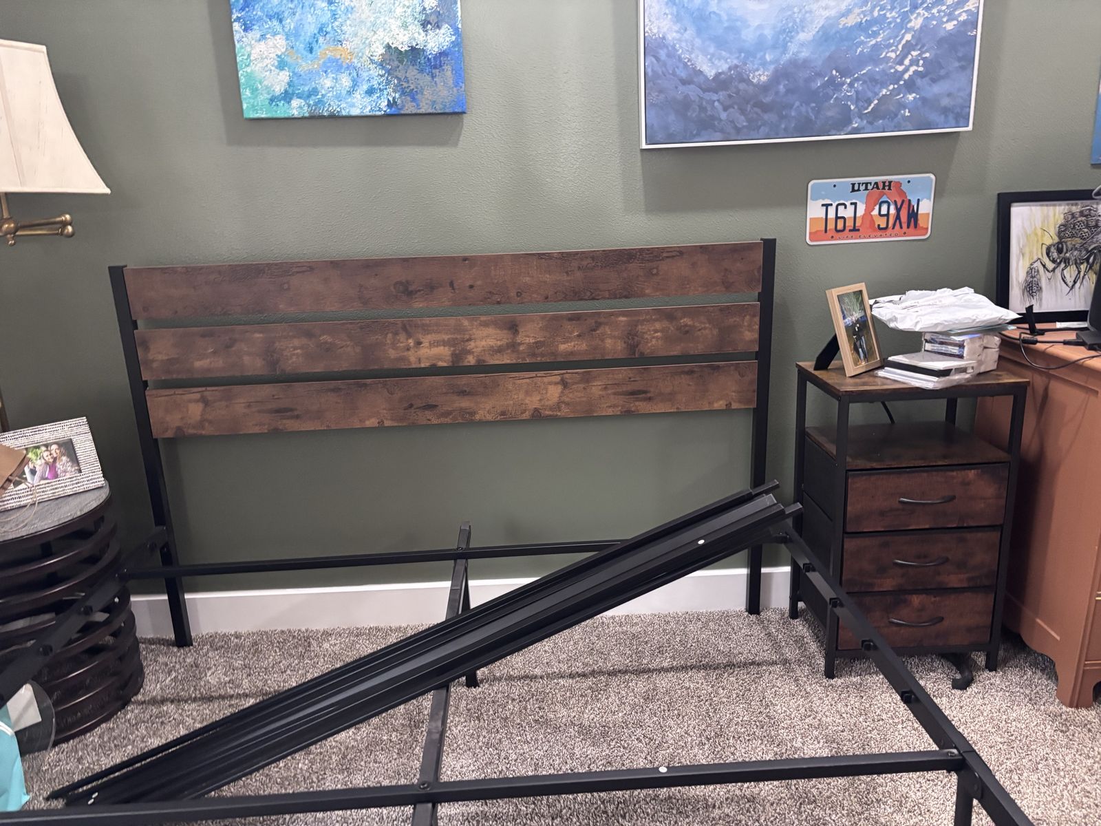 Bed frame and matching nightstand for sale
