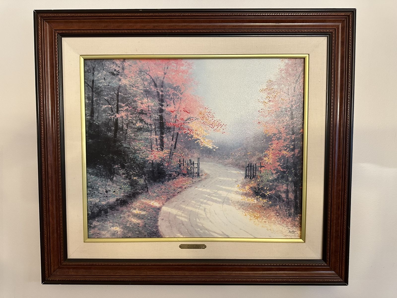 Autumn Lane by Thomas Kinkade. Signed and Numbered with Hand Painted Highlights
